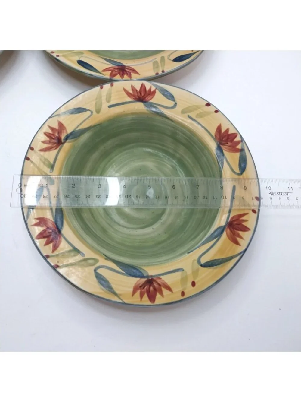 Pier 1 Elizabeth Handpainted Stoneware Set of 3 Bowls With Floral Design
